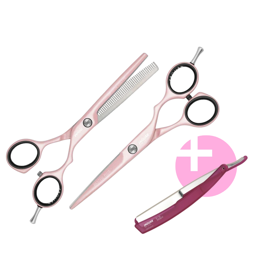 Jaguar Pastell Plus Offset Pink Scissors Kit