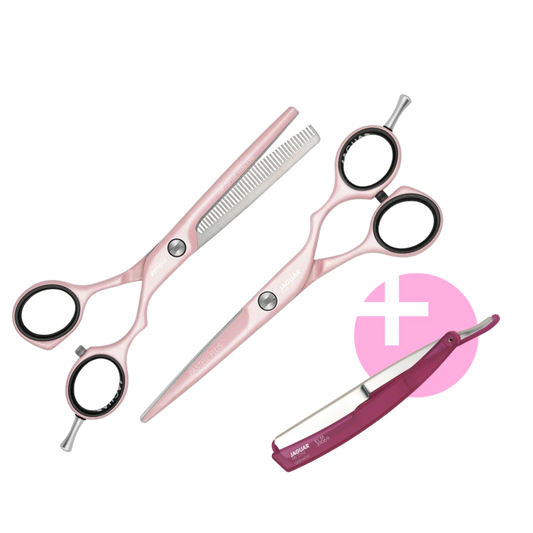 Jaguar Pastell Plus Offset Pink Scissors Kit